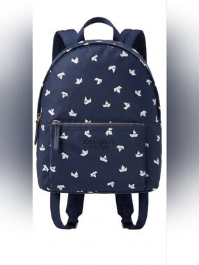 kate spade Navy Mini Backpack with White Origami Paper Boat Print